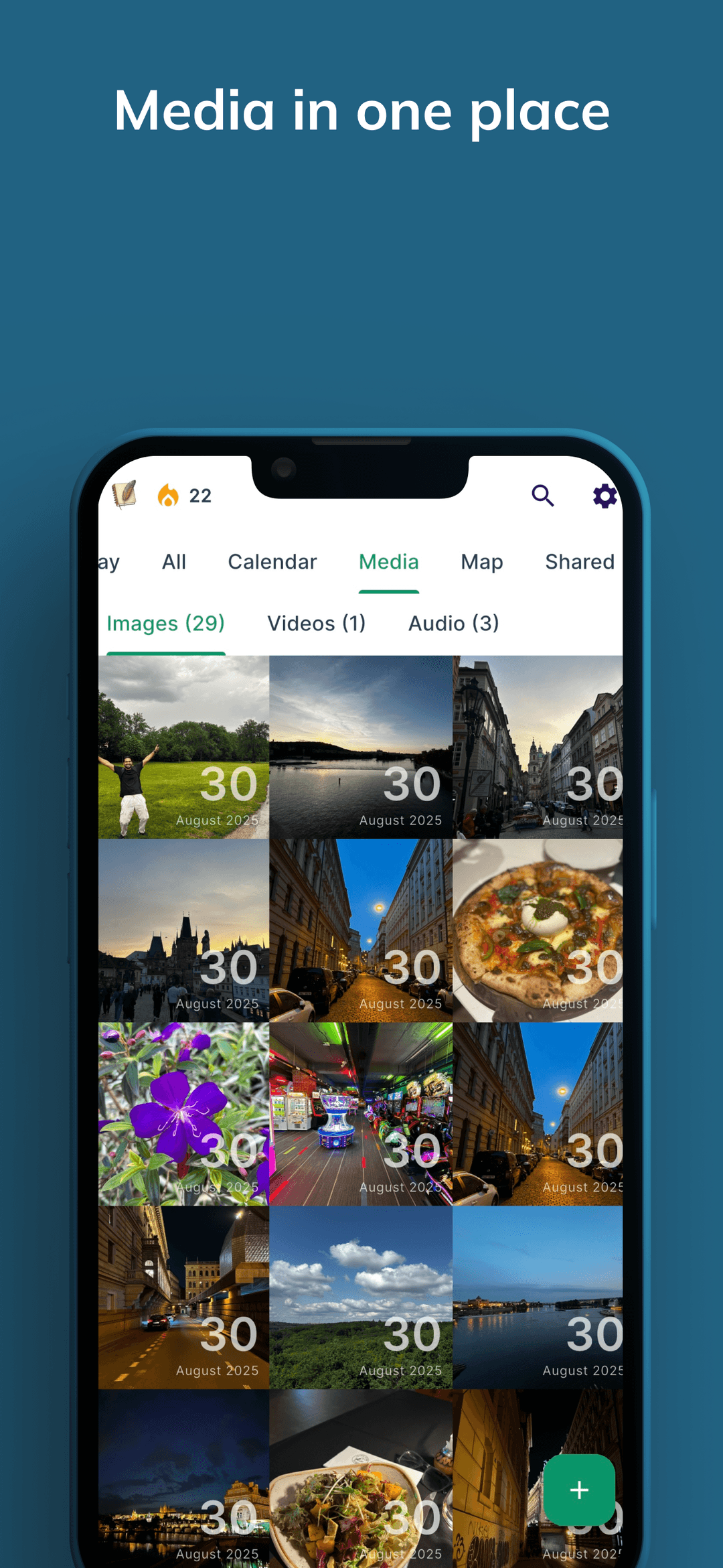 WOYM journal app - location map view of memories